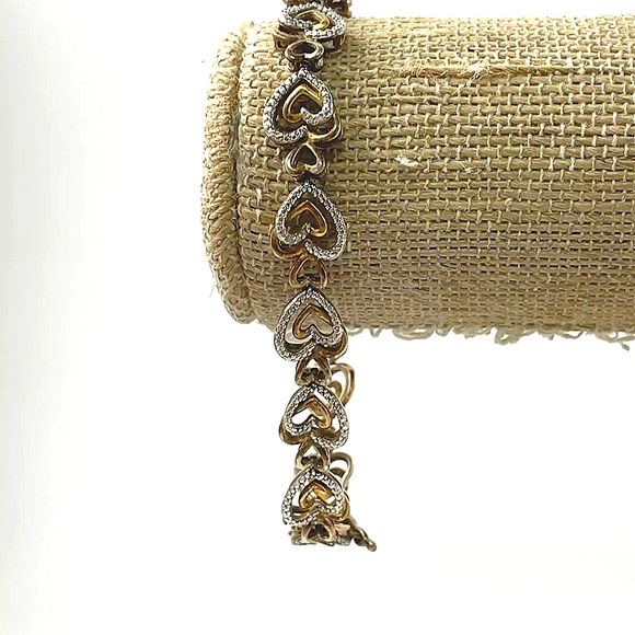 SUN ROSE GOLD-PLATED STERLING SILVER 7.50 INCH BRACELET DIAMOND X40 13.1G - Picture 4 of 14
